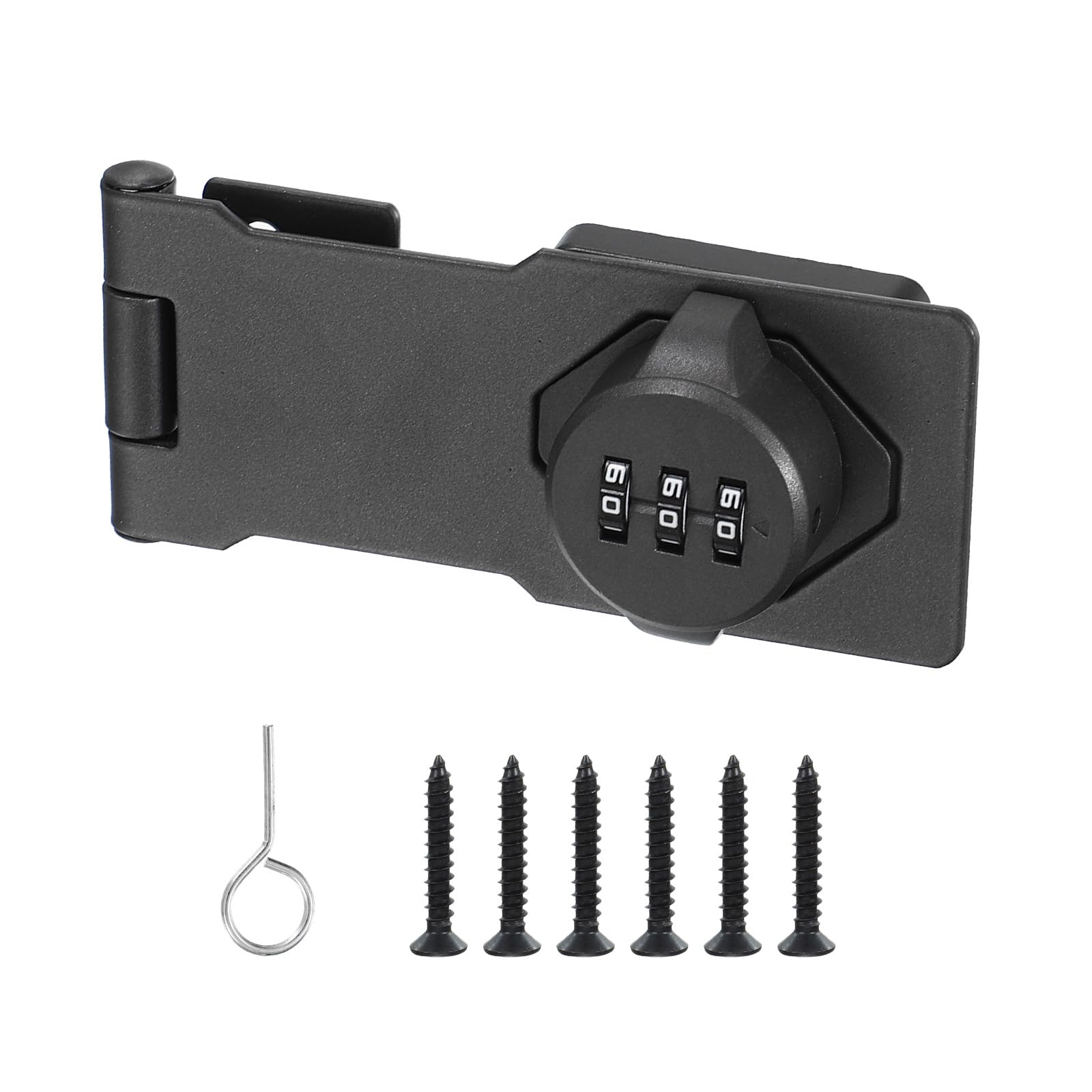 PATIKIL 4.5 Inch Cabinet Password Hasp Lock, 3-Digit Barn Door Lock Security Combination Latch Lock for Drawers Cabinets Small Doors, Gray