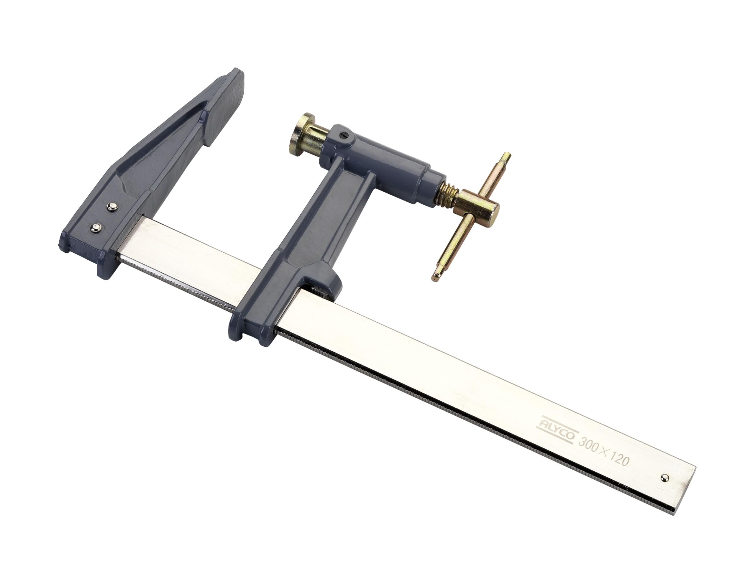 Alyco 197865 – Piston Clamp with T Handle, 800 x 120 mm, 35 x 8 mm bar