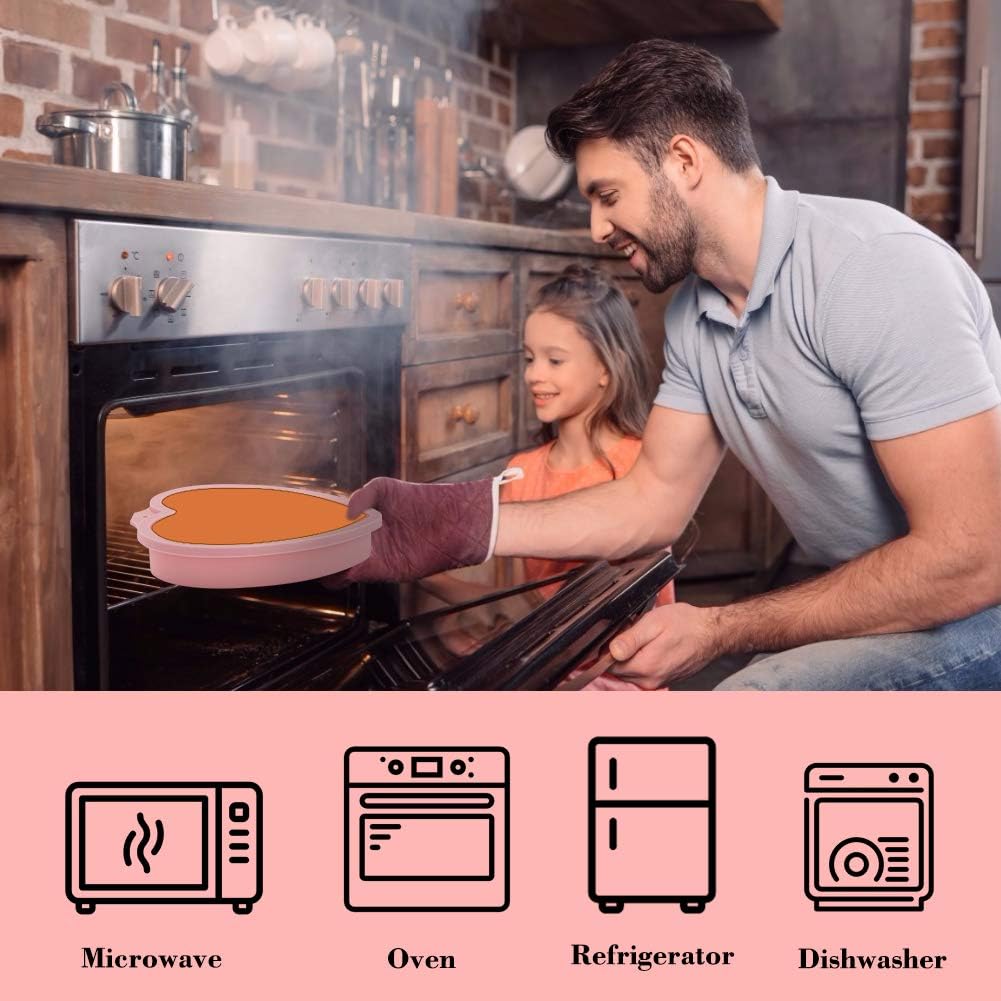 Pkugu Cake Pans Cake Pans Sets For Baking Non Stick Layer Cake Pan Baking Pan Baking Mold Set Silicone Cake Mold For Layer Cakes Pancakes Pizza 8 Inch Heart Shaped Silicone Cake Pans Set Of