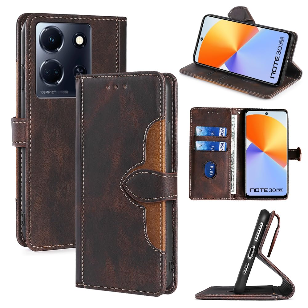 BellaCase Case for Infinix Note 30 5G, [Card Slots] [Kickstand], Infinix Note 30 5G Case, Infinix Note 30 5G Wallet Case(Brown)