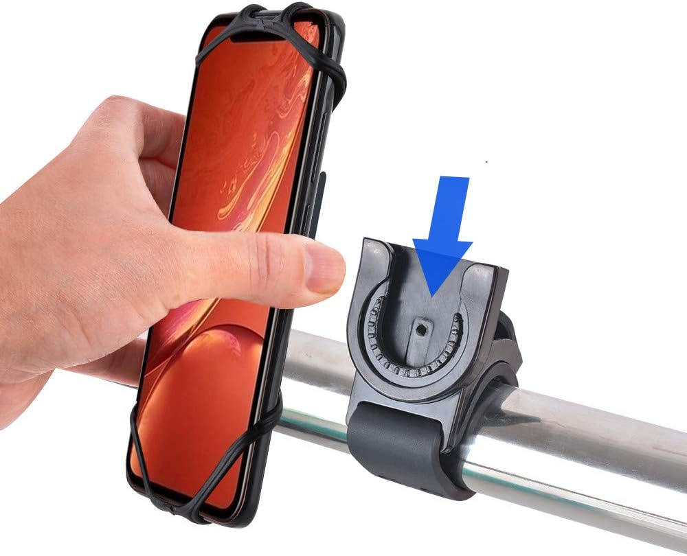 Bike Motorcycle Phone Mount Detachable 360° Rotation with Adjustable Silicone Bicycle Holder Compatible iPhone 11 Pro Max/11 Pro/11/XS/XS Max/XR/8/7, Samsung S20/S10 Plus/S10/S10e