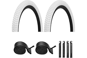 ATUTONUS Bike Tires 12.5"/14"/16"/18"/20"x2.125" for Kids Bike, 2PCS Folding Replacement Bike Tire and 2PCS Bike Tubes 12.5/14/16/18/20 x 1.75-2.125 Inch Fits Most Kids Bikes, with 4PCS Tire Levers,White/Black