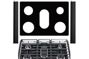 COZYKIT Stove Cover, Stove Covers Reusable Gas Range Protectors for Samsung Gas Range,0.3mm Reusable Gas Stove Burner Covers with 2PCS Silicone Stove Counter Gap Cover Long & Wide Gap Filler,Black-3pcs…