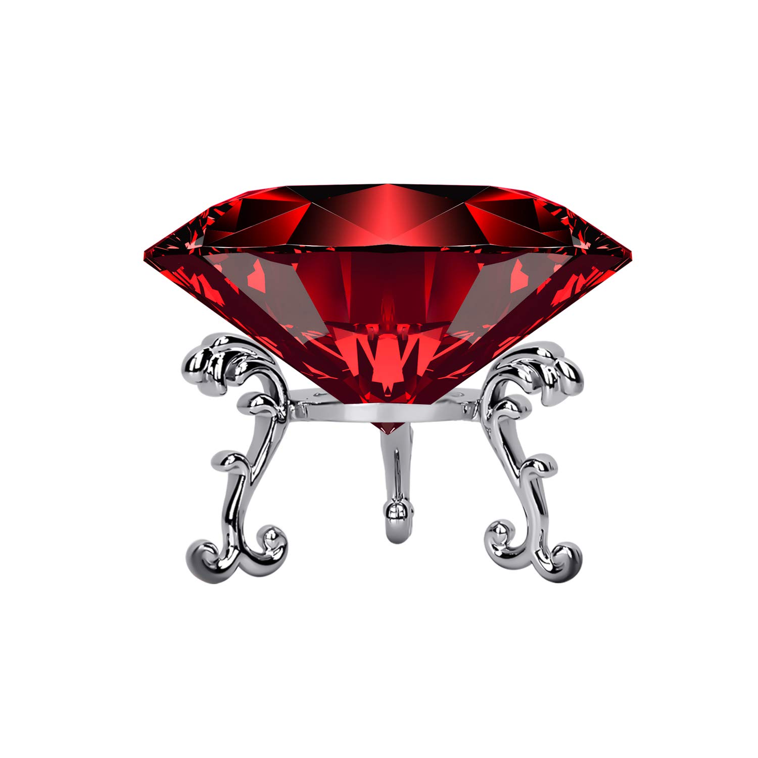 Large Crystal Diamond Paperweight with Stand Jewels Wedding Decorations Centerpieces Home Decor (Red, 60mm)