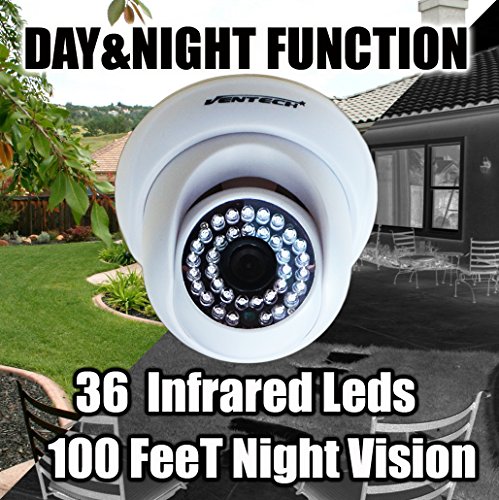 VENTECH 4 Pack CCTV Security Dome Camera Color 1000tvl 960H Analog CMOS 36 led IR-Cut Night Vision Infrared Home Surveillance 3.6mm Lens Indoor 12v Audio
