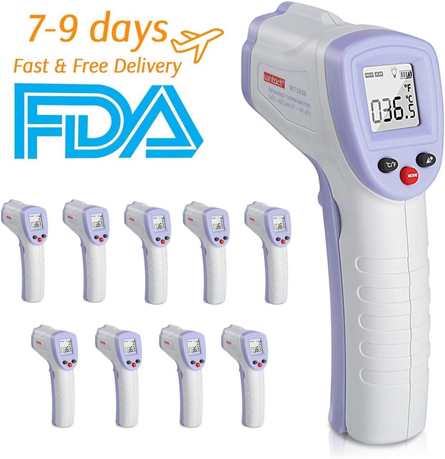 Non Contact Infrared Thermometer (10packs), Transit time: 7-9 Days, OUBEL Digital Thermometer for Fever, Temperature Measurements via Forehead for Baby, Kids, and Adults.- 32-42℃(89-107℉)
