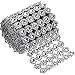Bememo 6 Rows Silver Flower Diamond Mesh Wrap Roll Faux Crystal Rhinestone Ribbon for Party Decorations, 4 Inch x 3 Yards