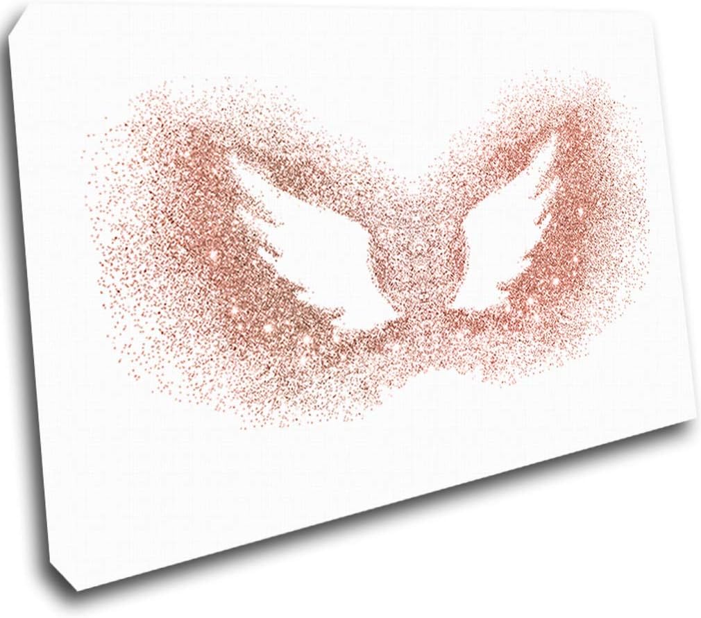 LoveSticker Rose Gold Wings Copper Pink Canvas Poster Wall Art Print Picture Framed CH168(8x12inch (20x30cm))