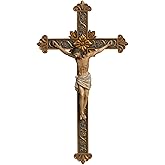 Grace4Joy Wall Crucifix,14 Inches Antique Crucifix Wall Cross Religious Home Decor, Hand Painted Jesus Hanging Cross Wedding Gifts Renaissance Collection