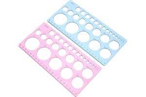 Holibanna 2pcs Circle Drawing Rulers with Plastic Geometric Stencils, Blue and Pink Templates for Office,