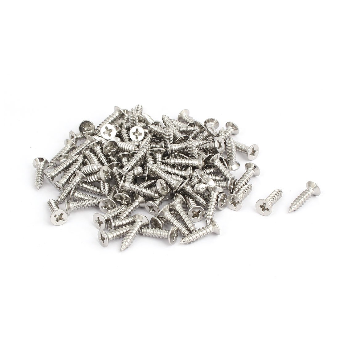 Sourcingmap M4x15mm Stainless Steel Phillips Countersunk Flat Head Self Tapping Screw 100pcs
