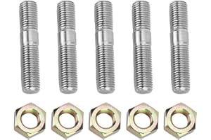 QIILU Qii lu M10x1.25 50mm 5Pcs Turbo Screw and Nuts, Turbo Stud Kit Fits for Mitsubishi DSM 1G, EVO1~10