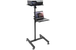 Mount-It! Mobile Projector and Laptop Stand (2 Shelves), Rolling Cart with Ventilated Tray, Heavy Duty, Height Adjustable Lap