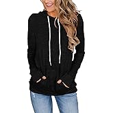 FEEKEKE Women's Long Sleeve Hoodies Tops Lightweight Hooded Sweatshirts Pullover Casual Tunic Shirts with Pocket