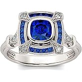 925 Sterling Silver Natural Sapphire Ring Cut Round Cubic Zirconia Classic Promise Ring CZ Cocktail Ring Eternity Engagement Wedding Ring Women Fits Her Size 6-10 587 (8)