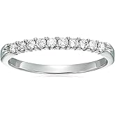 VIR JEWELS 1/3 cttw Round Diamond Wedding Band for Women in 14K White Gold, 10 Stones Prong Set, Size 4.5-10