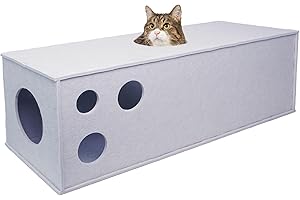 Cat Tunnel, Aberatail Cat Hideaway Tunnels for Indoor Cats, Soft Felt Cat Toy with Interactive Peek Hole, Cat Cave and Cube for Small Medium Large Cats