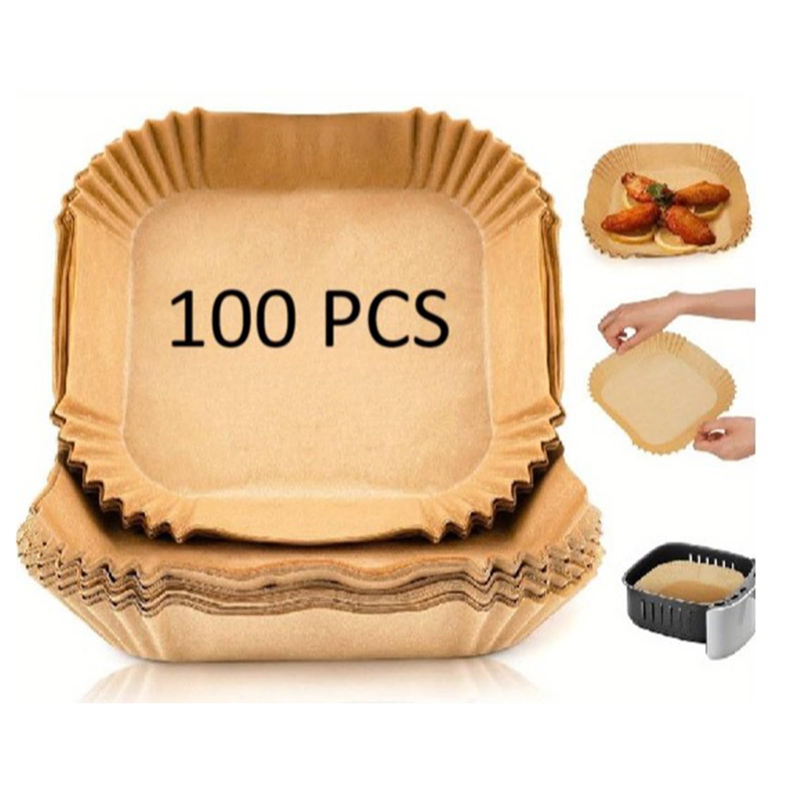QAchoice 100-Pack of Air Fryer Parchment Paper Liner for Baking, Roasting, & Microwave - Easy Clean-up & Healthier Cooking, Compatible with COSORI, Ninja, Tower Cosori (100, 16 cm)