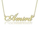 Amira Heart Name Necklace 18k Gold Plated Stainless