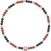 Vanenmo Baseball Necklace for Men & Women, 18 & 21 inchSparkle Pollyanna Bling Rhinestone Ice Necklace in Orange and Black for Local Baseball Fans