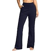 SANTINY Bootcut Pants for Women 28.5"/30.5"/32" Loose High Waisted Wide Leg Leggings Dress Flare Yoga Pants with Pockets (Navy_30.5-XL)