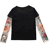 Warmbaby Kids Toddler boy Tattoo Sleeve T-Shirts