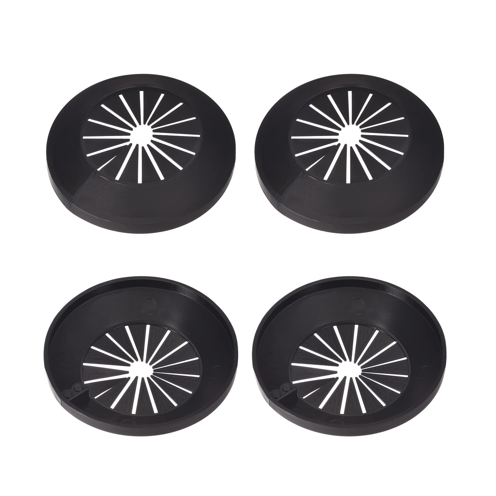DTGN 75x13mm(DxT) Pipe Cover Decoration - 4Pack - Good for Bathroom Kitchen 15mm-40mm Dia Pipe - PP Plastic Escutcheon - Black
