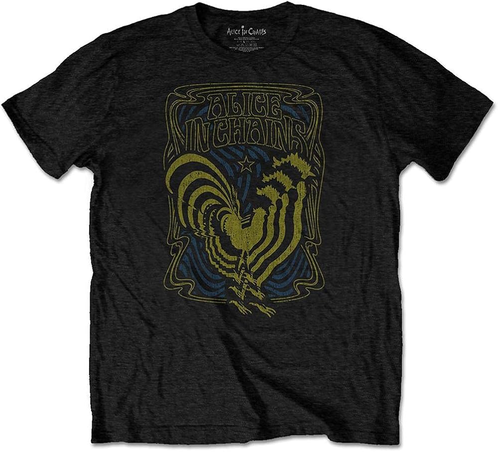 Alice in Chains Men's Psychedelic Rooster TShirt Black Amazon.co.uk Clothing Alice in Chains Men's Psychedelic Rooster TShirt Black Amazon.co.uk Clothing
