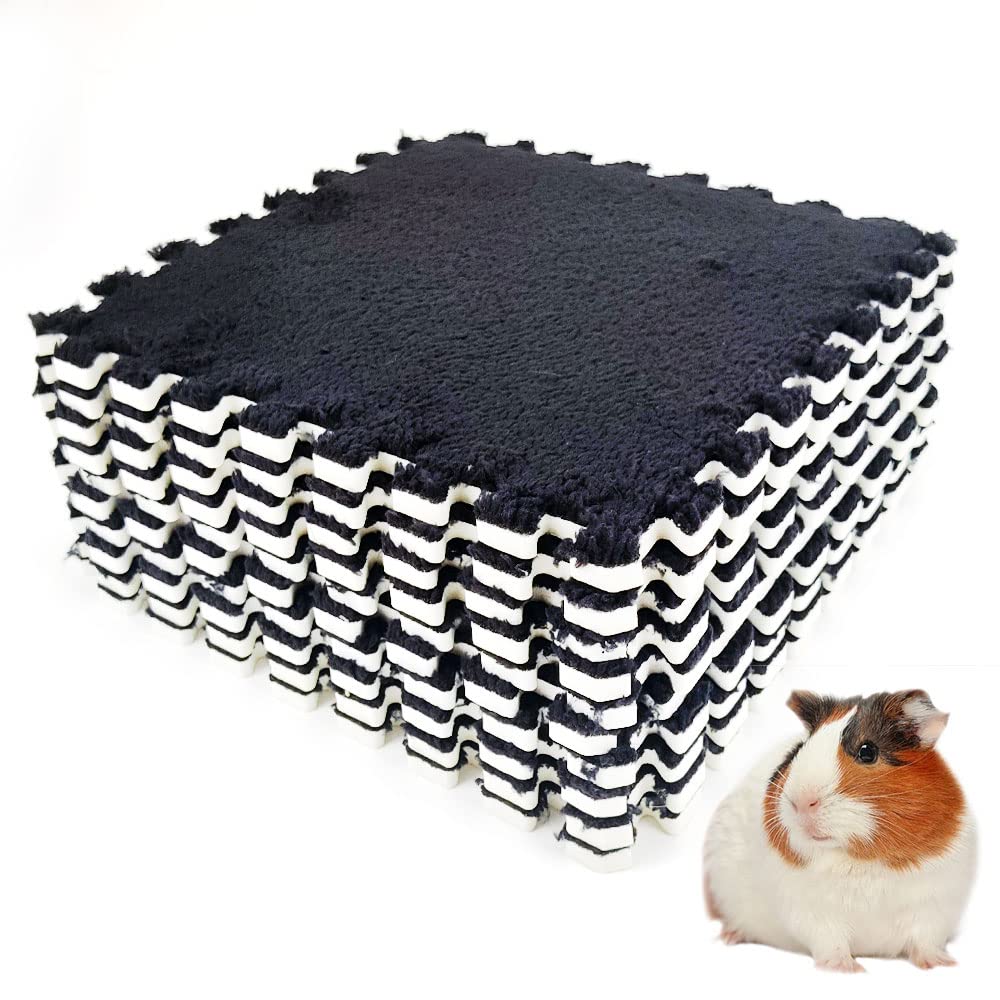 Photo 1 of 10Pcs 11” x 11” Guinea Pig Pads Washable, Reusable Guinea Pig Fleece Cage Liners, Soft Warm Rabbit Sleep Mat Blanket Bed (Black)