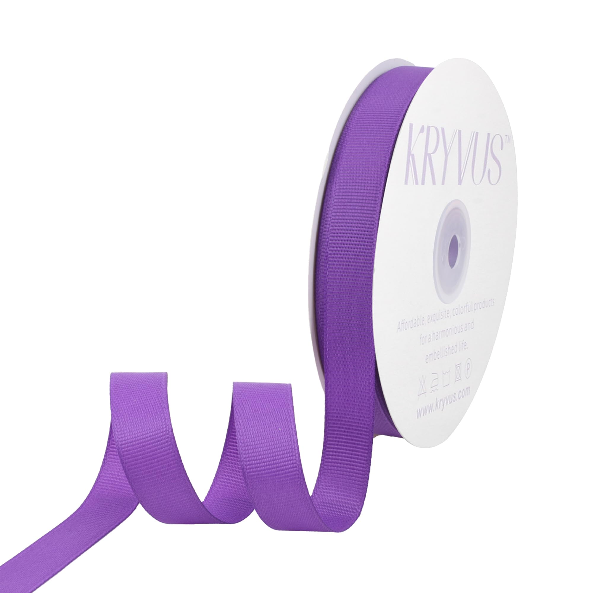 Kryvus Grosgrain Ribbon, Purple Ribbon 16mm x Continuous 45 Metres, Purple Grosgrain Ribbons Perfect for Gift Wrapping, Crafts, Sewing, Wedding Decor, DIY Hair Accessories and More