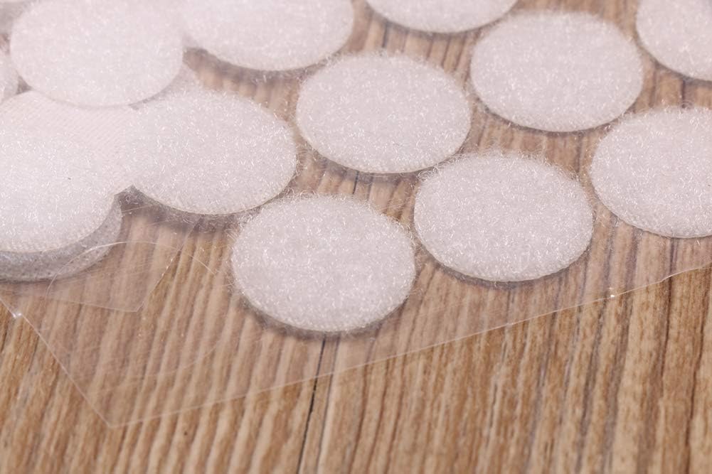 Mini Skater 300Pcs (150 Pairs) 20 mm/0.78 Inch Diameter Self Adhesive Nylon Sticky Back Coins Hook Loop Strips Fastener Round Dot Stickers Tapes for Hanging Sewing Clothing Kids Crafts (White)