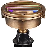 VOLT 12V Waterproof IP68 Color Changing RGBW LED Cold Forged Brass in-Grade Light with Grated Top & Remote Control for Low Voltage Landscape Lighting