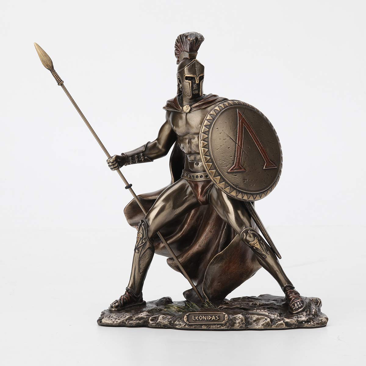 Veronese Design Greek King Leonidas Battle Warrior of Sparta Bronze Finished Tabletop Statue