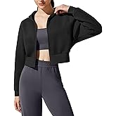 G4Free Flurrylux Women's Fleece Lined Cropped Jackets Cotton Zip Up Hoodies with Pockets Thermal Sweatshirt