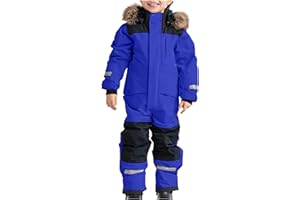 One Piece Snowsuit Kids Boys Girls Toddler Snowboard Fleece Lined Hooded Ski Suits Winter Warm Outdoor Jumpsuits