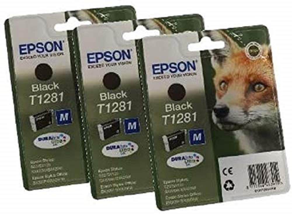 Epson T1281 Original Ink Cartridge, Black (Pack of 3), Genuine