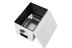 MEEXPAWS Stainless Steel Cat Litter Box Enclosure Furniture Hidden, Large Cat Washroom Bench 25x 18 x 18in Urine Proof Inside, Easy to Clean and Assemble, Dog Proof (White)