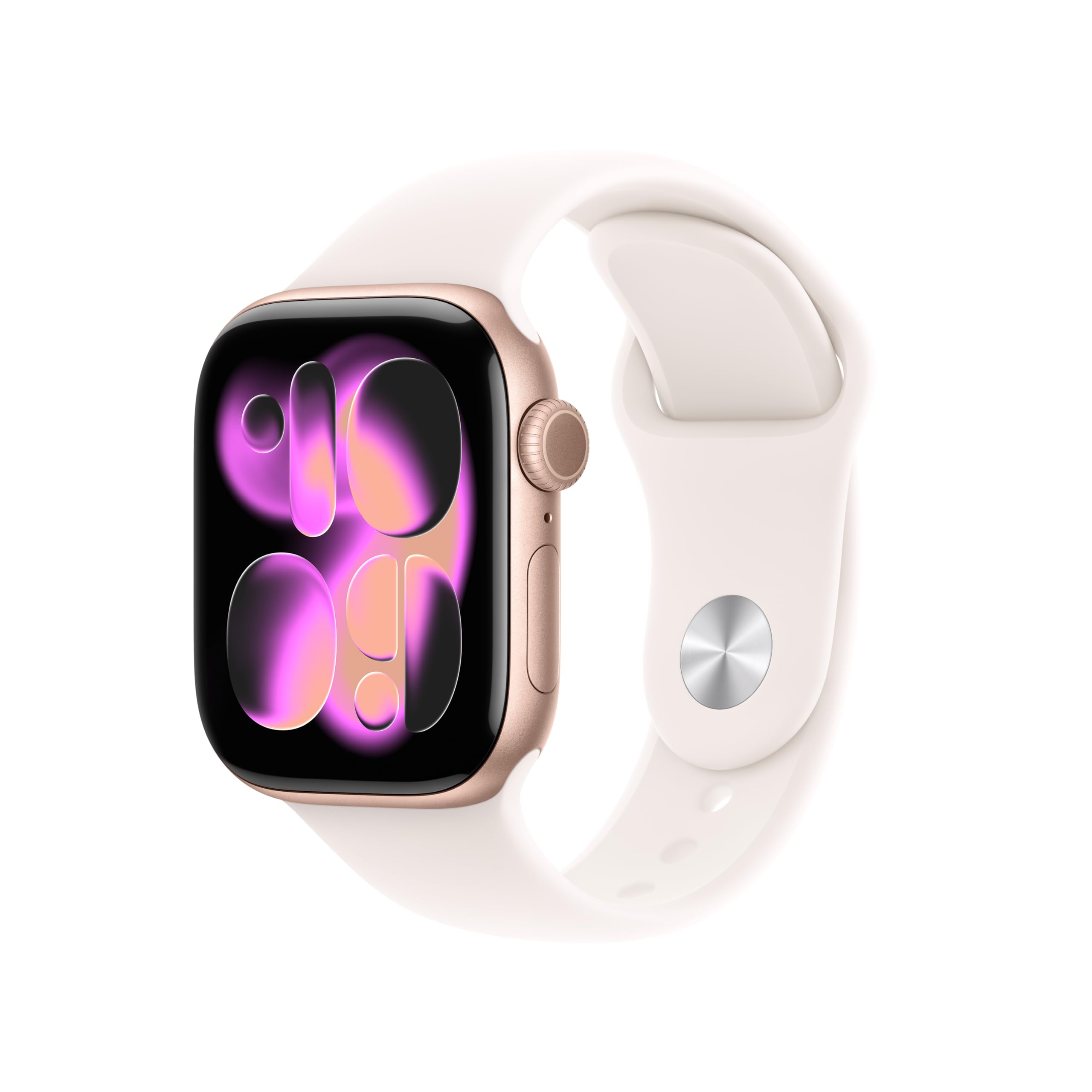 Apple Watch Series 11 GPS, Cassa 42 mm in alluminio color oro rosa con Cinturino Sport rosa fard - M/L