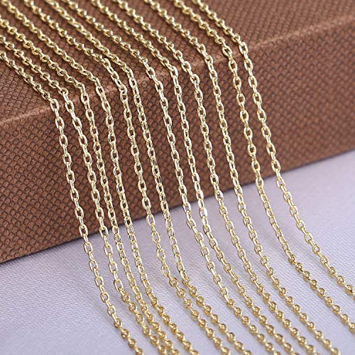 6PCS Gold Cable Chain Bulk 14K Real Gold Plated Jewelry Necklace Chain