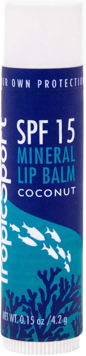 TropicSport - Mineral Lip Balm All Natural - Coconut - 0.15 Ounce (Single)
