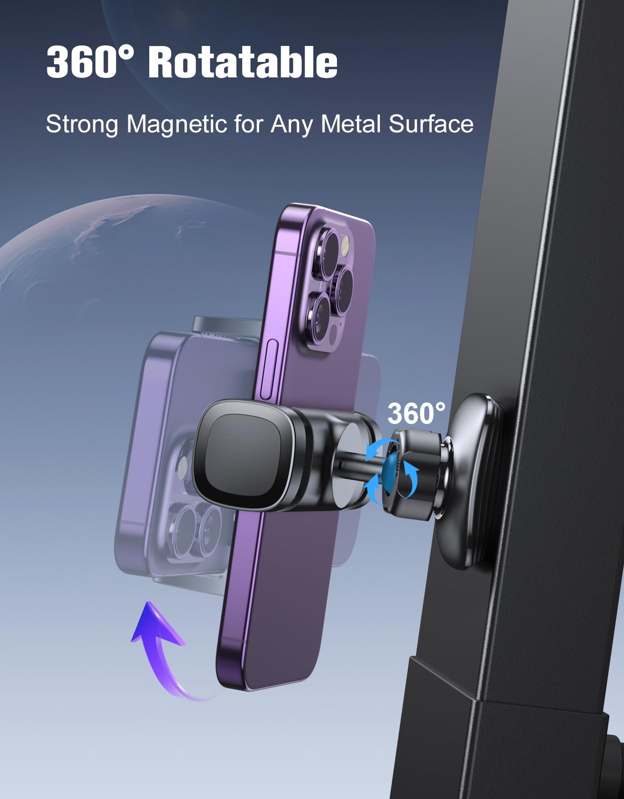 Magnetic Phone Holder for Gym Golf Cart, 360° Rotatable Gym Phone Holder Workout Record, or Any Metal Surface, Gym Magnet Phone Mount Cradles Compatible with 4.7-7