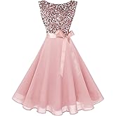 Hanpceirs Women's Boatneck Sleeveless Prom Wedding Guest Bridesmaid Dresses Cocktail Dress