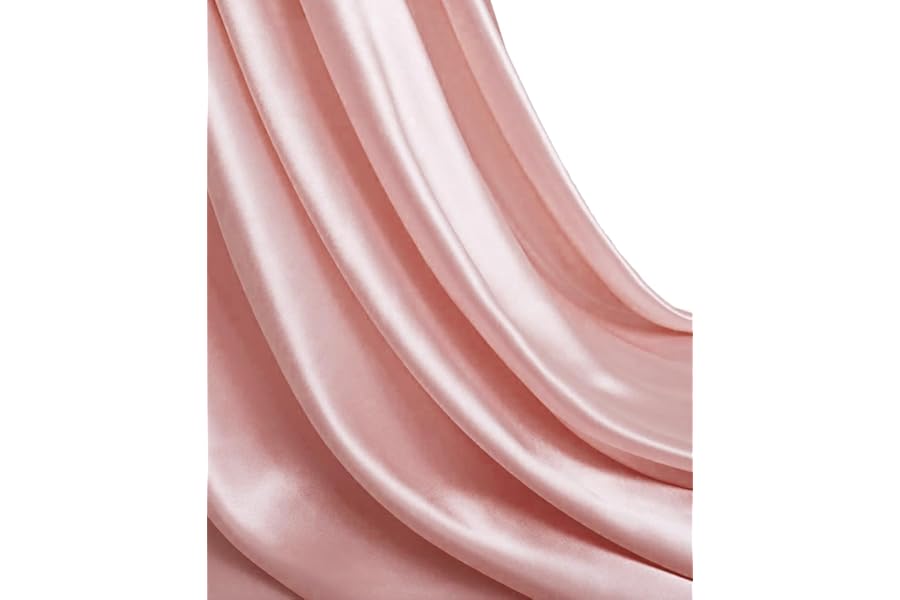 MDS Satin Fabric 5 Yards, 44" Wide, Silky Smooth Charmeuse Sateen Cloth for Wedding Arch Drapery Panel Backdrop Party Event Banquet Home Decoration Curtain Crafts DIY Sewing Costume - Blush Pink