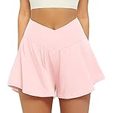 FireSwan Crossover Athletic Shorts for Women 2 in 1 Flowy Running Shorts with Pockets Spandex Butterfly Workout Tennis Skorts