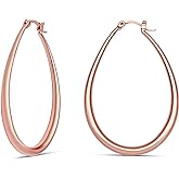 MILLA Oval Hoop Earrings - 14K Gold Plated, Rose Gold Plated and Sterling Silver Plated Hoop Earrings for Women - Hypoallergenic & Lightweight