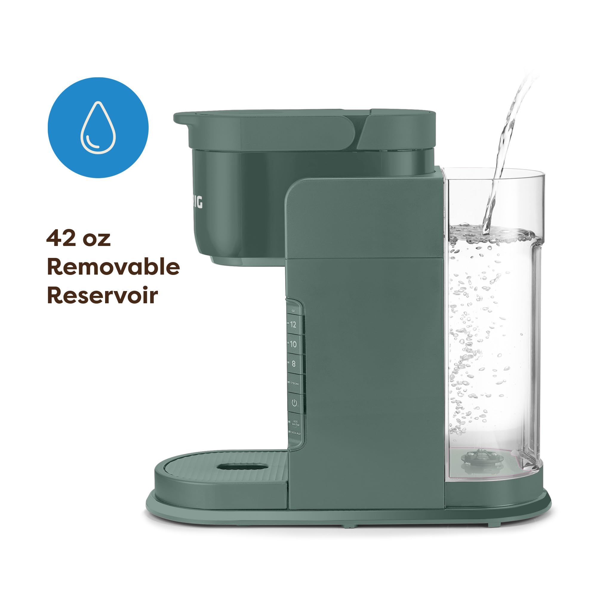 Keurig K-Express Cafetera de cápsulas K-Cup de una sola porción, 3 tamaños de preparación, función de botón fuerte, depósito extraíble de 42 oz, Evergreen