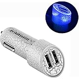 Momen 4.8A 24W Dual USB Car Charger Blue Led Light Smart Cigarette Charger for iPhone 7/7 Plus/6s/6s Plus/SE/5s/5c, iPad Pro/iPad mini 4, Samsung Galaxy S8/S7/S6/S5/S4/Note 5/4, HTC One Max M8/M9