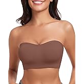 WOWENY Strapless Bras for Women Bandeau Bra Wireless Non-Slip Silicone Seamless Padded Tube Top Bra