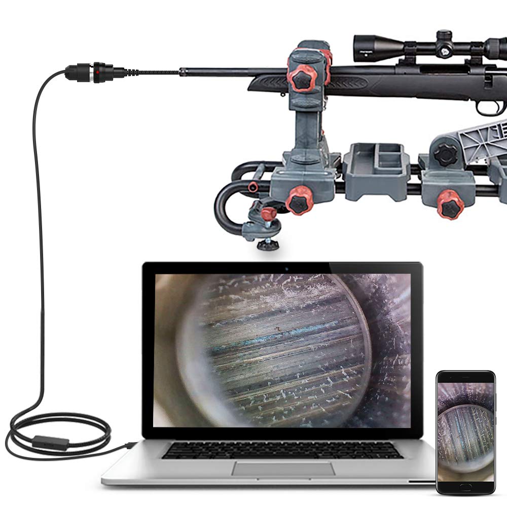 Teslong Rifle Borescope, 0.2 Inch Gun Rifle Barrel Endoscope Camera with Side-View Mirror and Semi-Rigid Cable, works with Windows, Mac and Android Smartphones,Gun Cleaning Maintenance tool (2.95ft)
