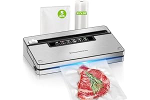 Bonsenkitchen Vacuum Sealer Machine, 5-in-1 Professional Food Sealer, Globefish Technology for Continuous High-Speed Work, Bu